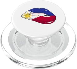 Orgullo Filipino. Diseño de labios y bandera filipina PopSockets PopGrip para MagSafe