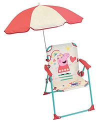 Fun House | Sedia pieghevole per bambini Peppa Pig con ombrellone Ø65 cm | 53 x 39 x 39 cm | Licenza Ufficiale | Mobili da esterno leggeri | Idea regalo per esterni da 3 anni