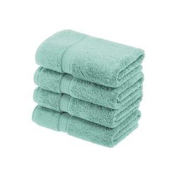 Superior - Set di Asciugamani per Le Mani in Cotone Egiziano 900 Grammi, 4 Pezzi, Verde Schiuma Marina