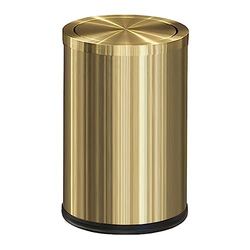 LEASYLIFE Small Trash can with Flipping lid, Stainless Steel, 2.4gallon,Garbage cans for Bathroom, Kitchen, Living Room. Metallic Gold (Singer)