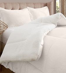 Elegant Comfort Microgamuza Alternativa Reversible de Peso Pesado, Franela de microgamuza, Crema Perla, Reina
