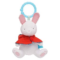 Manhattan Toy- Conejito Fairytale - Conejo de Peluche de Juguete de Viaje para bebé con Campanilla, Orejas Arrugadas y mordedor con Clip, Multicolor, Small (161520)
