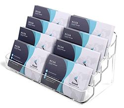Gowall Business Card Holder, 8 Pocket Acrylic Business Card Holder for Desk Clear Business Card Stand Desktop Business Card Holders Plastic Business Card Display for Exhibition, Home and Office, 2 PCS