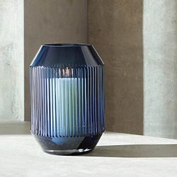 LSA International RT11 Lanterne Rotunda en Verre soufflé à la Bouche et Fait à la Main Saphir 26 cm