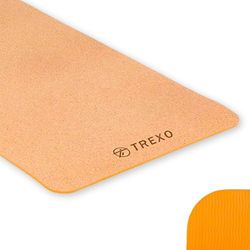 TREXO TPE kurk yogamat afmetingen 61 x 183 cm en 6 mm dikte oranje voor oefening thuis in de club pilatesmat stretching gymnastiek YM-C01P