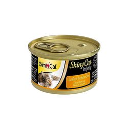 GimCat ShinyCat Tonno con pollo in gelatina, Alimento umido per gatti con pesce e taurina, 48 scatolette, 48 x 70 g