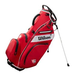 Wilson Borsa da Golf W/S Exo Dry Stand Bag, Borsa da Trasporto/Trolley, 5 Scomparti per Varie Mazze da Golf, Accessori da Golf per Uomo e Donna, Rosso/ Nero/ Bianco