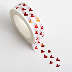 Italian Options Red Foil Heart Adhesive Washi Tape (15mm x 10 Metre)