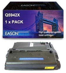 EBL HP Kompatibel Laserjet 4250 Black Toner Cartridge Q5942X även för Q1338X Q1339X Q5945X, Page Yield 18 000