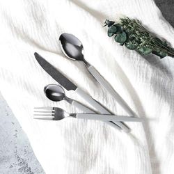 HOME DECO FACTORY, KA0520, 16-piece cutlery set in stainless steel, modern and elegant design, ideal for all meals, easy to maintain, dishwasher safe, Gray