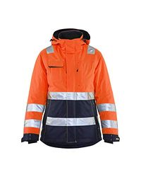 Dames High Vis winterjas geel, Medium, High Vis oranje/marineblauw