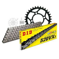 Kettingset DID staal 520VX3 / 72 klinkslot voor Aeon Cobra Overland 125/180 cc