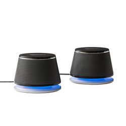 Amazon Basics Conjunto de cozinha 2,0 para PC ou portátil, entrada auxiliar de 3,5 mm, alimentação USB, 1 par, preto