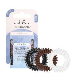 invisibobble Power 6 x Hair Bobbles Spiral Transparent Black Brown Hair Bobbles Set Women & Men No Pull Spiral Hair Scrunchies Strong Hold Pack of 6