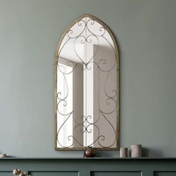 The Kirkby - Rustic Metal Arched Decorative Wall or Leaner Mirror 39" X 20" (100CM X 50CM)