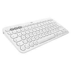 Logitech K380 Clavier Bluetooth Multidispositif, Compact et Plat, Easy-Switch jusqu'à 3 appareils, Touches Concaves, Piles de 2 ans, Compatible avec macOS, iOS, iPadOS, AZERTY Layout - Blanc