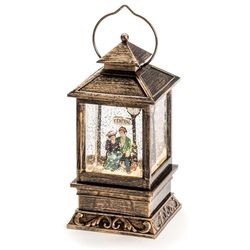 Konstsmide Kerstverlichting LED Sneeuwbol Lantaarn "Zittend stel in een winters tafereel", Watergevuld / Waterspinner / Binnen (IP20) / Werkt op batterijen: 3xC 1.5V (excl.) / Kerstlantaarn 1 Warm witte diodes
