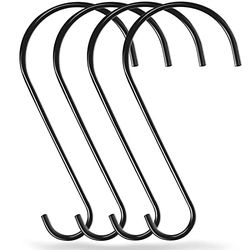 Dreecy Lot de 4 crochets en forme de branche d'arbre de 30,5 cm en acier inoxydable de calibre 6 pour mangeoires à oiseaux, paniers, lanternes et vélos (noir)