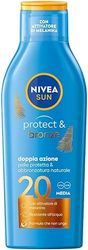 NIVEA SUN Latte Solare Protect & Bronze FP 20 200 ml, Crema solare 20 per un'abbronzatura dorata, intensa e uniforme, Protezione solare 20 con attivatore di melanina