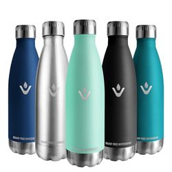 Vikaster Bottiglia termica, 500ml Borraccia, Borraccia acciaio inox Mantiene Caldo per 12 Ore/Freddo 24 Ore, Borracce Senza Perdite, Borraccia Adatto Bambini, Adulto, Scuola, Outdoor