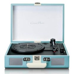 Classic Phono by Lenco TT-110 - Tocadiscos (33, 45 y 78 RPM, Bluetooth, transmisión por Correa, 2 Altavoces, Entrada Auxiliar, Salida RCA, 3,5 mm), Color Azul y Blanco