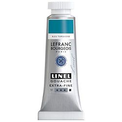 Lefranc & Bourgeois 301196 Linel Gouache Extra Fine and Smooth Watercolours with Maximum Colour Intensity, Luminosity for Streak-Free Application, 14 ml Tube - Turquoise Blue