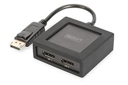 DIGITUS DS 45404 4 K DisplayPort para DisplayPort Splitter, 1 x entrada, 2 x saída, suporta 4 K2 K, preto