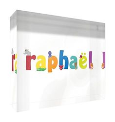 Little Helper LHV-RAPHAEL-A7BLK-15FR Souvenir Décoratif en Acrylique Transparent Poli comme Diamant Style Illustratif Coloré avec le Nom de Jeune Garçon Raphaël 7,4 x 10,5 x 2 cm Petit