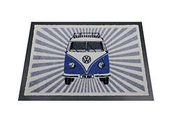 BRISA VW Collection - Tapete de pie para la Puerta T1 Camper Bus Volkswagen (Franjas Samba/Azul)