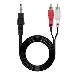 Stereo-audiokabel met 3,5 mm stekker naar 2 x RCA-stekker, lengte 1,5 m, ideaal voor het aansluiten van audioapparaten zoals MP3-spelers op audioapparaten.