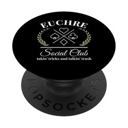 Euchre Social Club divertido Euchre jugador humor PopSockets PopGrip Adhesivo