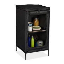 relaxdays Armoire de Camping, 2 étagères, HLP 87 x 47,5 x 47,5 cm, Espace de Rangement, Tente, Meuble, Accessoire, Gris