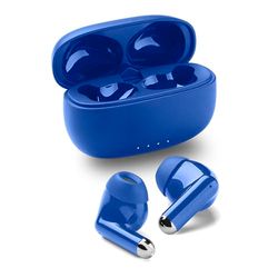 Music Sound DRIFT Trådlösa Bluetooth-hörlurar i örat med färgglatt kompakt fodral, bilparring, touch-kontroller, upp till 22 timmars speltid, perfekt för musik och samtal, blå