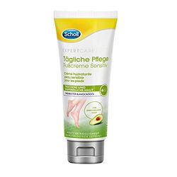 Scholl Expertcare - Creme diário para os pés Sensitiv - com manteiga de karité e óleo de abacate, tolerância cutânea dermatologicamente confirmada, sem perfume, de rápida absorção, sem gordura, 75 ml