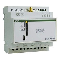 GSM fjärrkontrollrelä SMS-styrning på/av-larm 4 x ingång 4 x utgång Simply MAX P04 F&F 977
