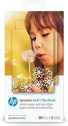 HP Sprocket Studio Fotopapier en Patronen (80 Vellen) 10x15 cm Papier en 2 Inktpatronen