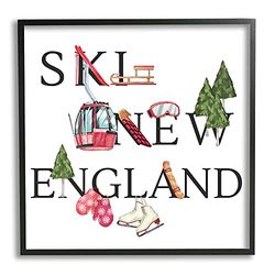 Stupell Industries Ziwei Li Wandbild, gerahmt, Motiv New England Ski Winter Seasonal Mountain Sport, 43 x 76 cm, Schwarz