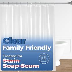 downluxe Tenda da doccia resistente, trasparente, 2 pezzi, in PEVA 8 G, impermeabile per bagno, con occhielli antiruggine, 183 x 182 cm