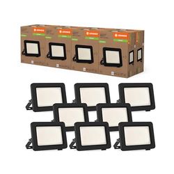 LEDVANCE Proiettore LED con classe di efficienza energetica A, alloggiamento in alluminio nero, 5 W, 870 lm, per applicazioni esterne, design compatto, leggero, facile installazione, pacco da 8