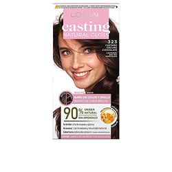 L'Oréal Paris Casting Natural Gloss, Bagno di colore e luminosità, Copertura ottimale, Con Balsamo Nutriente al Miele, Senza Ammoniaca, Colore: Nero cioccolato 323