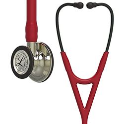 3M Littmann Cardiology IV Fonendoscopio diagnóstico, campana y vástago de acabado en color Champán, tubo color Granate y auricular color Humo, 69 cm, 6176