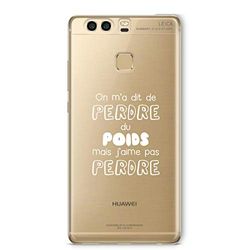 Zokko fodral Huawei P9 Plus "I saw to Lose Weight" - mjukt genomskinligt bläck vitt