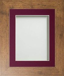 Frame Company Watson Range Rustic 10x8 inch Picture Photo Frame with Plum Mount for Image 7x5 inch *Choice of Sizes* Fitted with Real Glass
