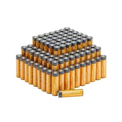 Amazon Basics - Pacote de 100 pilhas alcalinas AA de alto desempenho, 1,5 volts, vida útil de 10 anos