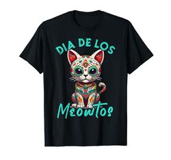 Divertido diseño de gatos con diseño de calavera de México Camiseta