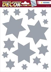 HERMA 15110 raamafbeeldingen Kerstmis sterren zilver, 15 stuks, zelfklevend, kinderraamstickers, verwijderbare winterraamstickers, glitter raamfolie voor kinderkamer, decoratie, kerstdecoratie