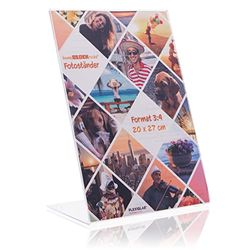 Photo Stand (Picture Frame) in Photo Format 20 x 27 cm Photo Stand as Crystal Clear Picture Stand, Photo Frame, Frameless Picture Holder as Stand Made of Plexiglas for Your Favourite Photos and