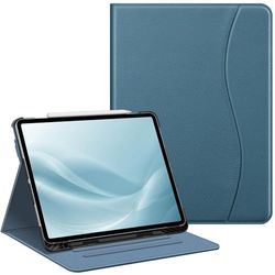 Fintie Funda para iPad Air de 13 Pulgadas (M3) 2025 / (M2) 2024, Funda Protectora de visualización multiángulo con Soporte para lápices y Bolsillo, Apagado y Encendido automático, Azul océano