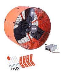 VEVOR Zolderventilator, 420 x 275 mm, zolderluchtafzuiger met verstelbare thermostaat, buitennet, luchtstroomcapaciteit 2940 CFM, voor tandwiel, dak, garage, werkplaats, huis