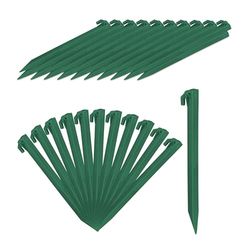Relaxdays Piquet de Fixation, Lot de 32 Sardines Tente, Piquet ancrage Sol Jardin 31 cm Long, Plastique, Vert